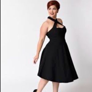 ‘50s Style BLACK Criss Cross Halter Dress 2x/18